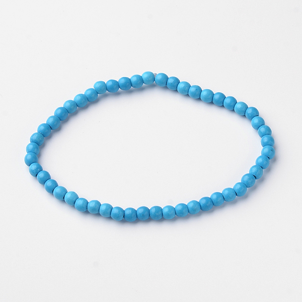 

PandaHall Synthetic Turquoise Round Bead Stretch Bracelets, 54.5mm, Bead: 4~5mm Synthetic Turquoise