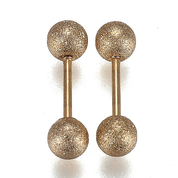 

PandaHall 304 Stainless Steel Ball Stud Earrings, Textured, Barbell Cartilage Earrings, Golden, 11.7x3mm, Pin: 0.7mm, 12pairs/set 304...
