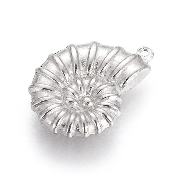

PandaHall 304 Stainless Steel Pendants, Shell Shape, Stainless Steel Color, 21x15x4~4.1mm, Hole: 1mm 304 Stainless Steel Shell Shape