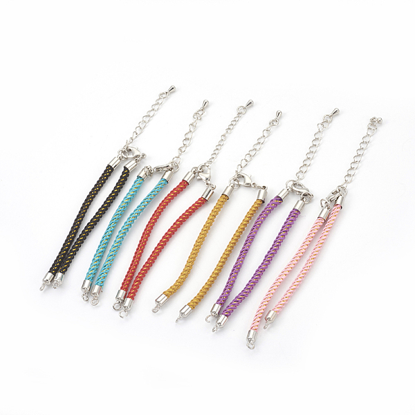 

PandaHall Adjustable Nylon Cord Bracelet Making, with Brass Findings, Long-Lasting Plated, Real Platinum Plated, Mixed Color, 6-7/8 inch..., Multicolor