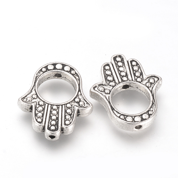 

PandaHall Tibetan Style Alloy Bead Frames, Cadmium Free & Lead Free, Hamsa Hand/Hand of /Hand of Miriam, Antique Silver, 20x17x3mm, Hole...
