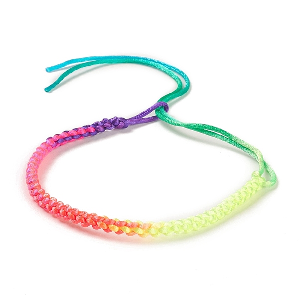 

PandaHall Rainbow Color Polyester Braided Adjustable Bracelet Making for Women, Colorful, 12-3/8~12-1/2 inch(31.4~31.8cm), 4mm Polyester