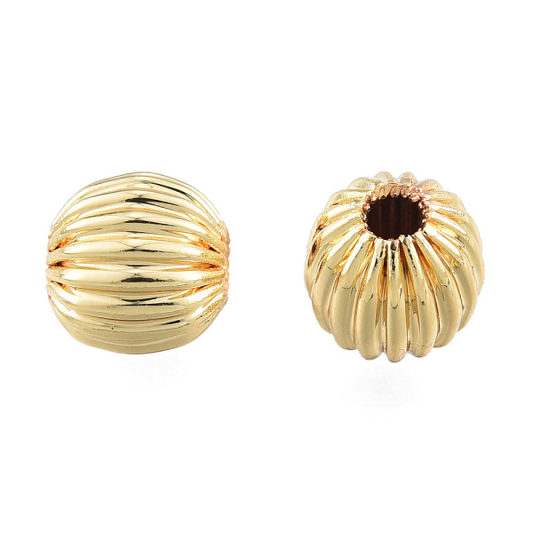 

PandaHall Brass Grooved Beads, Nickel Free, Round, Real 14K Gold Plated, 6mm, Hole: 1.6mm Brass Round