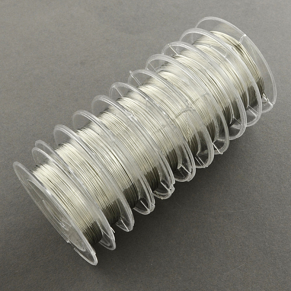 

PandaHall Round Copper Wire for Jewelry Making, Silver Color Plated, 0.3mm, about 32.8 Feet(10m)/roll, 10 rolls/group Copper Round