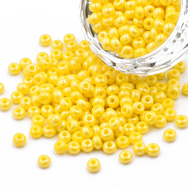 

PandaHall 6/0 Czech Opaque Glass Seed Beads, Lustered, Round, Yellow, 4x3mm, Hole: 1.2mm, about 500g/bag Czech Glass Yellow