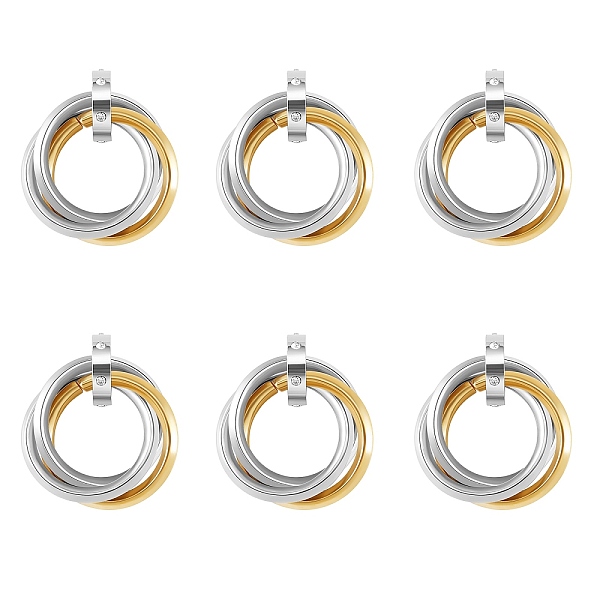 

PandaHall 201 Stainless Steel Interlocking Ring Pendants, with Crystal Rhinestone, Golden & Stainless Steel Color, 27mm, 6pcs/box 201...