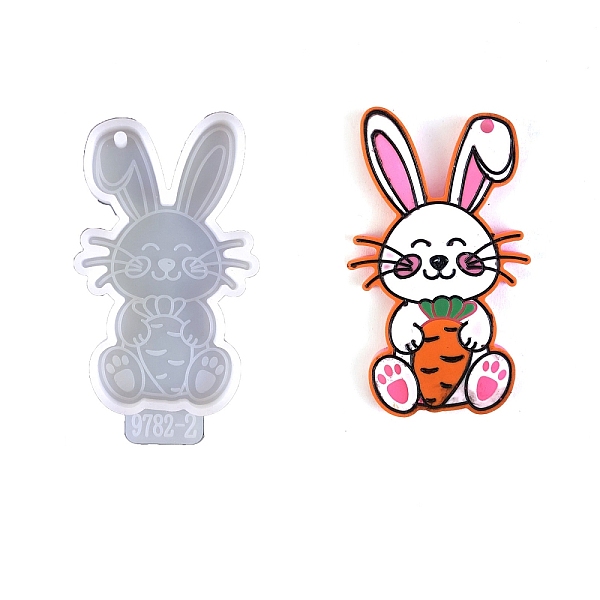 

PandaHall Easter Rabbit Silicone Keychain Pendant Molds, Resin Casting Molds, for UV Resin, Epoxy Resin Craft Making, Carrot, 82x45x6mm..., White