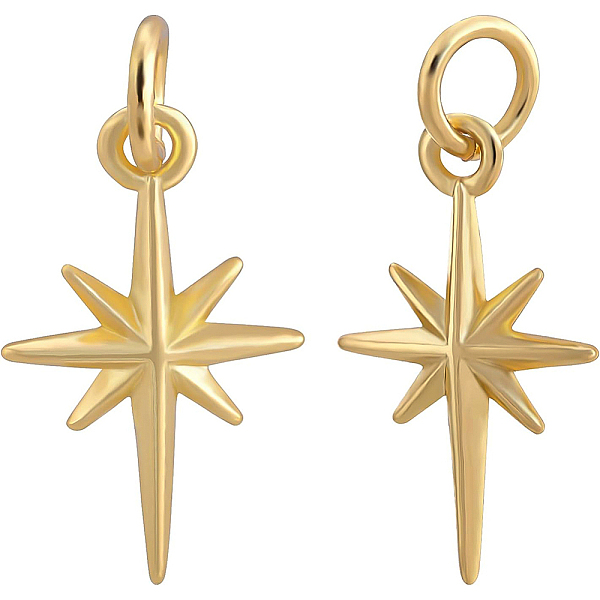 

PandaHall BENECREAT 10Pcs 18K Gold Plated Star Brass Pendants with Jump Rings Metal Lucky Star Accessories for DIY Jewelry Making Brass Star