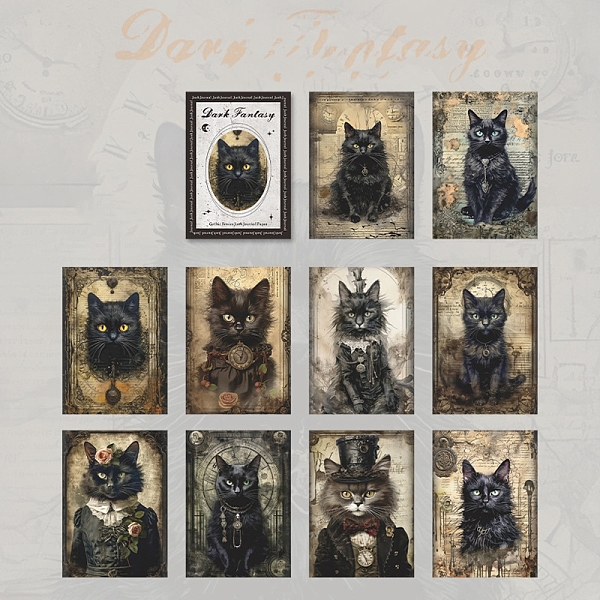 

PandaHall 30 Sheets 10 Styles Gothic Style Scrapbooking Paper Pads, Decorative Craft Paper Sheets for DIY Scrapbooking, Cat Shape, 140x100mm..., Black
