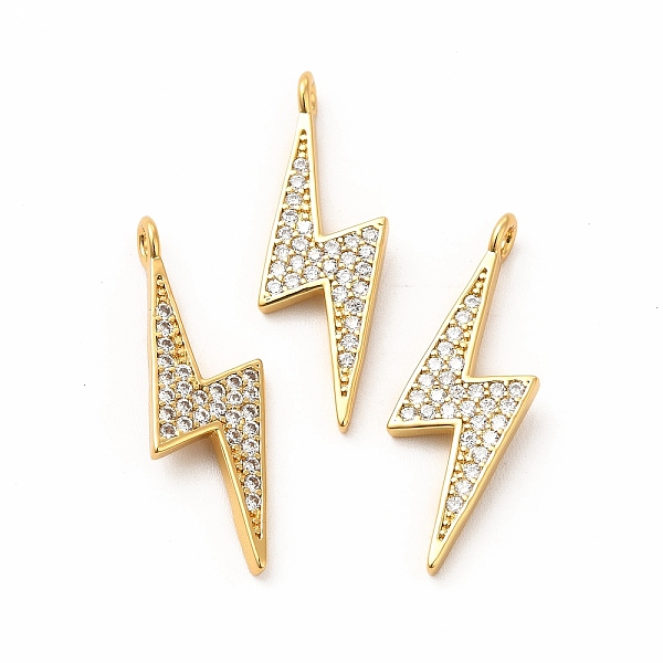 

PandaHall Rack Plating Brass Micro Pave Cubic Zirconia Pendants, Long-Lasting Plated, Lead Free & Cadmium Free, Lightning Charm, Real 18K..., Clear