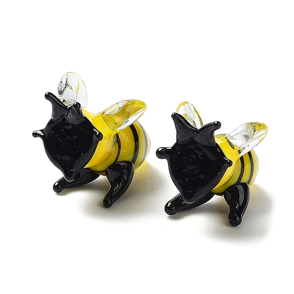 

PandaHall Home Decorations, Handmade Lampwork Display Decorations, Bees, Yellow and Black, 20~26x12x17~20mm Lampwork Bees Yellow