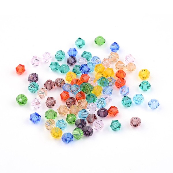 Faceted Bicone Transparent Glass Beads