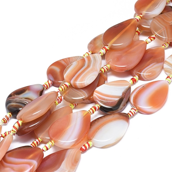 

PandaHall Natural Banded Agate/Striped Agate Beads Strands, Dyed & Heated, Teardrop, Mixed Color, 33~34x24~26x5~7mm, Hole: 1.8mm, about..., Multicolor