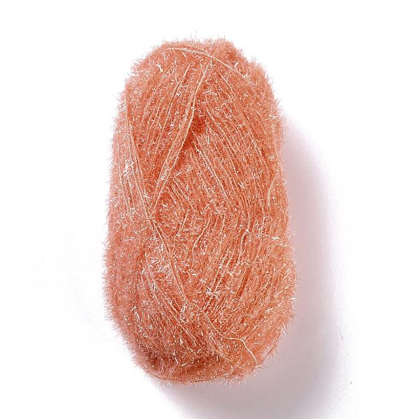 PandaHall Polyester Crochet Yarn, Sparkling Scrubby Yarn, for Dish Scrubbies, Dishcloth, Decorating Crafts Knitting, Chocolate, 10~13x0.5mm...