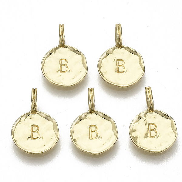 

PandaHall Alloy Pendants, Cadmium Free & Nickel Free & Lead Free, Flat Round with Letter, Real 18K Gold Plated, Letter.B, 17x11.5x1.5mm...