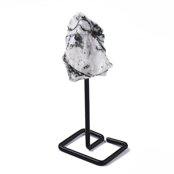 

PandaHall Natural Tree Agate Display Decorations, Rough Raw Stone, with Spray Painted Iron Findings, Nuggets, 111~158mm Tree Agate Nuggets