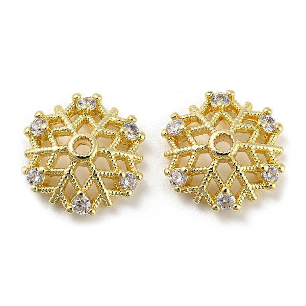 

PandaHall Brass Micro Pave Cubic Zirconia Bead Cap, Multi-Petal, Long-Lasting Plated, Lead Free & Cadmium Free, Snowflake, Golden...