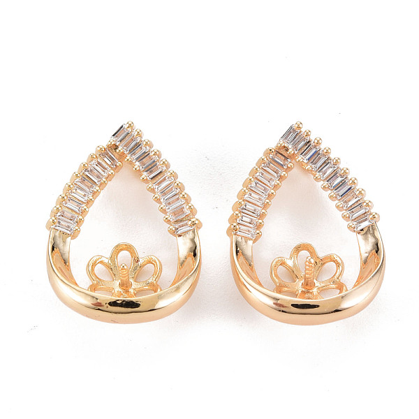 

PandaHall Brass Micro Pave Clear Cubic Zirconia Peg Bails Pendants, for Half Drilled Bead, Nickel Free, Teardrop, Real 18K Gold Plated...