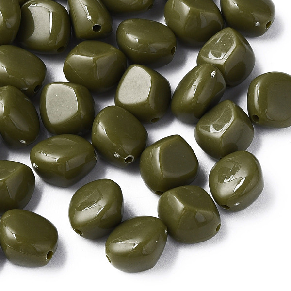 

PandaHall Opaque Acrylic Beads, Nuggets, Dark Olive Green, 15.5x14x11mm, Hole: 1.8mm, about 380pcs/500g Acrylic Nuggets