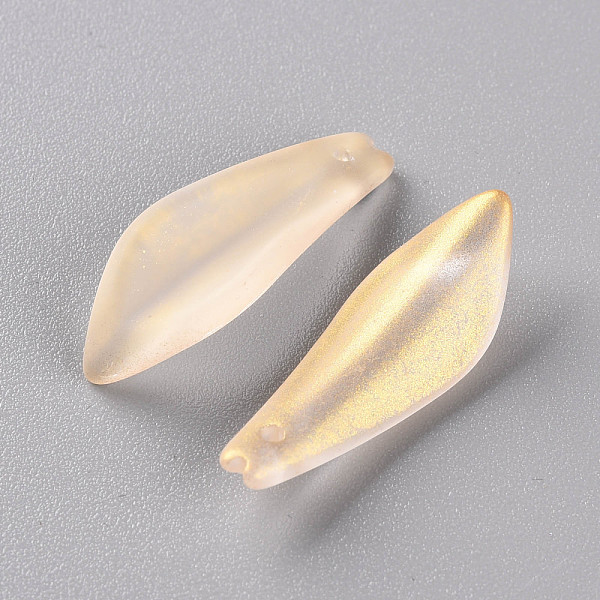

PandaHall Transparent Spray Painted Glass Pendants, with Glitter Powder, Frosted, Petaline, Gold, 25.5x9x4mm, Hole: 1mm Glass Petaline Gold