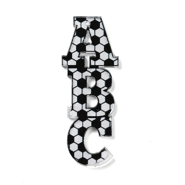 

PandaHall Double-sided Printed Acrylic Pendants, Football Series, Letter, 49.5x19x2mm, Hole: 1.2mm Acrylic Letter