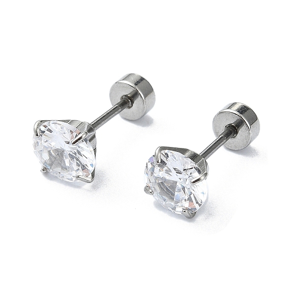 

PandaHall 304 Stainless Steel Crystal Rhinestone Ear False Plugs, Gauges Earrings for Women Men, Stainless Steel Color, 6mm 304 Stainless..., Clear