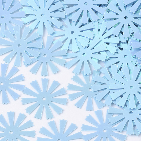 

PandaHall Ornament Accessories, PVC Plastic Paillette/Sequins Beads, AB Color, Flower, Sky Blue, 16x0.2mm, Hole: 1mm, about 10000pcs/500g...