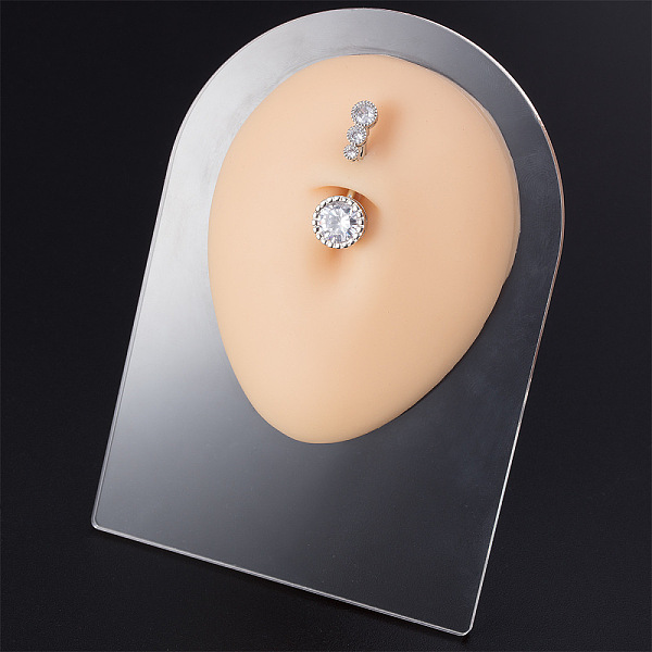 

PandaHall Soft Silicone Belly Button Flexible Model Body Navel Displays with Acrylic Stands, Jewelry Display Teaching Tools for Piercing..., Brown