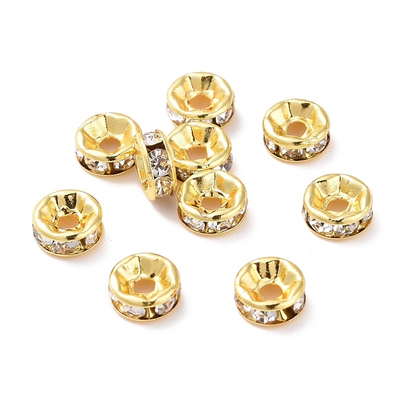 

PandaHall Brass with Crystal Rhinestone Spacer Beads, Cadmium Free & Lead Free, Flat Round, Real 18K Gold Plated, 6x2.5mm, Hole: 1.6mm..., Clear