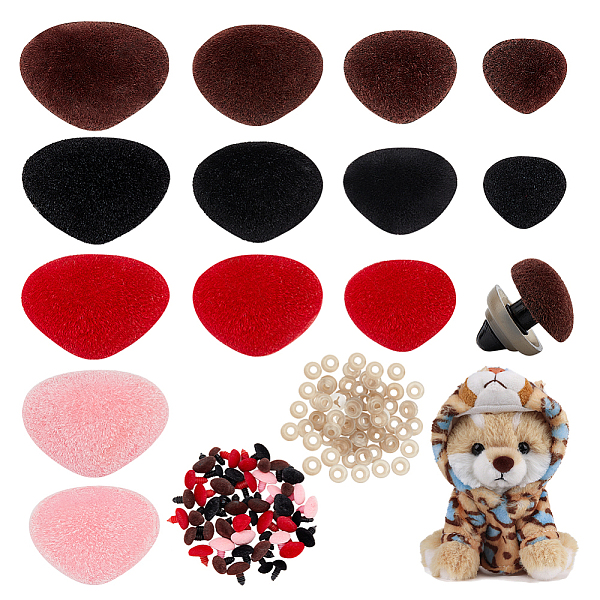 

PandaHall PH 52pcs Animal Safety Noses, Plastic Triangle Noses Flocking Nose with Washers Crochet Noses for Teddy Bear Animal Puppet Crafts..., Multicolor