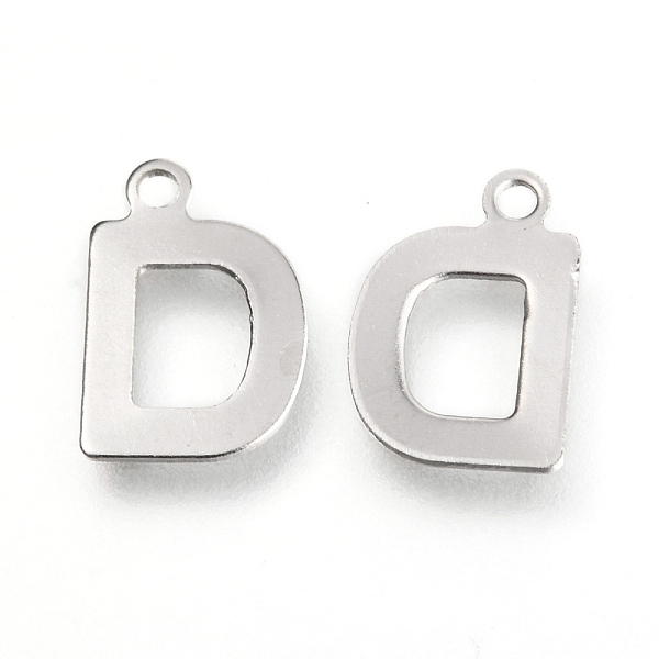 

PandaHall 201 Stainless Steel Charms, Alphabet, Letter.D, 12x8x0.6mm, Hole: 1.4mm 201 Stainless Steel Letter D