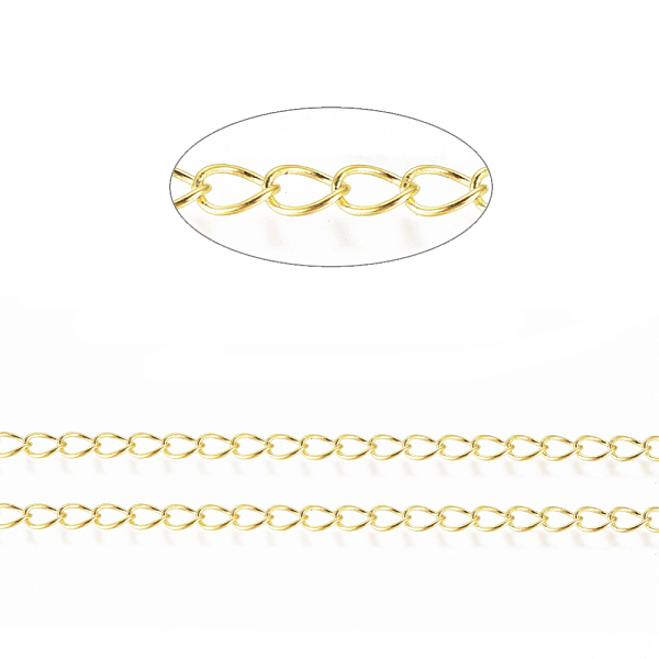

PandaHall Brass Twisted Chains, Curb Chains, Soldered, with Spool, Oval, Lead Free & Nickel Free & Cadmium Free, Golden, 5x4x0.5mm, about...