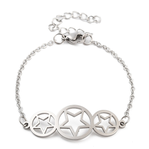 

PandaHall Stainless Steel Cable Chain Link Bracelets for Women Men, Stainless Steel Color, Star, 8-1/4 inch(21cm), star: 42x15mm Stainless...