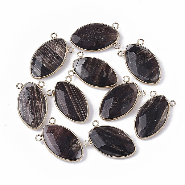 

PandaHall Glass Pendants, with Golden Tone Brass Open Back Settings and Glitter Powder, Faceted, Horse Eye, Coconut Brown, 30x18.5x6.5mm...
