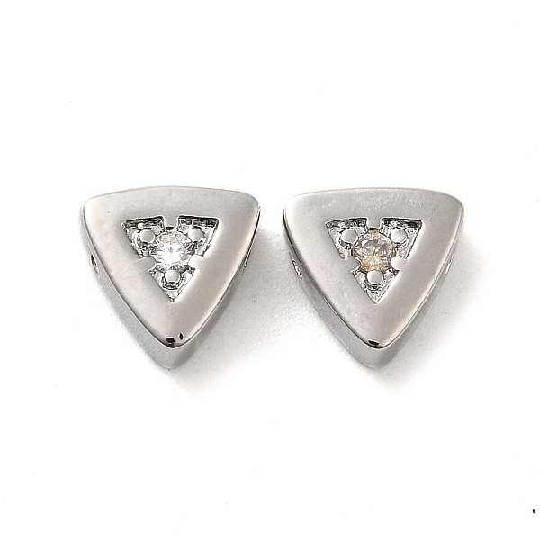 Véritables perles en laiton plaqué platine et micro-pavé de zircone cubique