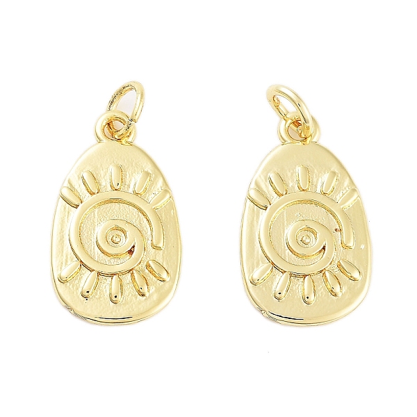 

PandaHall Rack Plating Brass Pendants, Long-Lasting Plated, Cadmium Free & Lead Free, with Jump Ring, Oval, Real 18K Gold Plated...