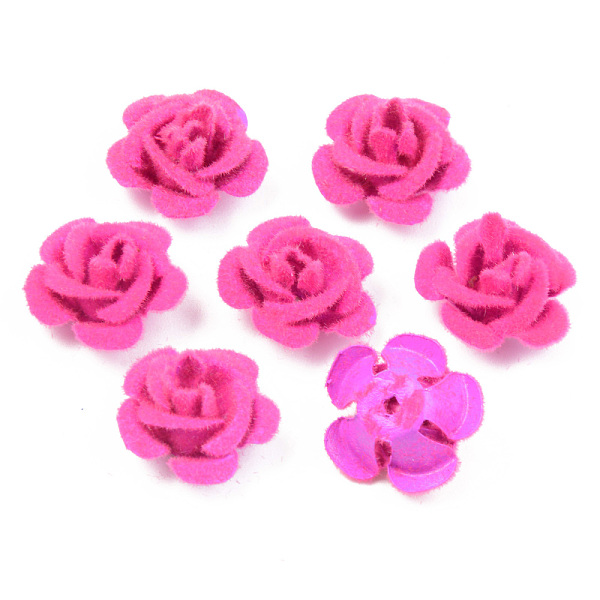 

PandaHall Flocky Aluminum Beads, Rose Flower, Deep Pink, 15x15x9mm, Hole: 1.4mm, about 1000pcs/bag Aluminum Flower