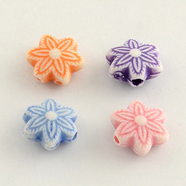 

PandaHall Craft Style Acrylic Beads, Flower, Mixed Color, 10x5mm, Hole: 2mm, about 1600pcs/500g Acrylic Flower Multicolor