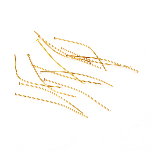 

PandaHall 304 Stainless Steel Flat Head Pins, Golden, 40x0.6mm, Head: 1.4mm 304 Stainless Steel