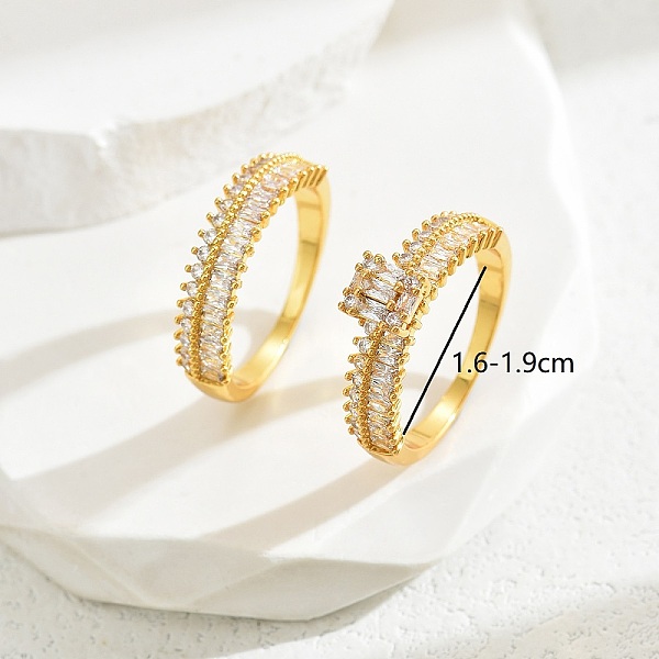 

PandaHall Geometric Gold Ring Set with Copper and Zircon Stones Brass