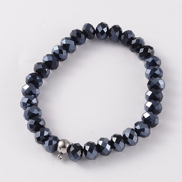 

PandaHall Korean Elastic Thread Glass Beaded Stretch Bracelet Making, with 304 Stainless Steel Findings, Black, 2-1/8 inch(5.5cm) Glass...