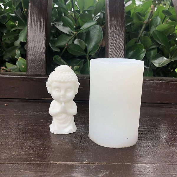 

PandaHall Buddha Shape Candle DIY Food Grade Silicone Statue Molds, For Candle Making, White, 8.2x5.2cm Silicone Human White