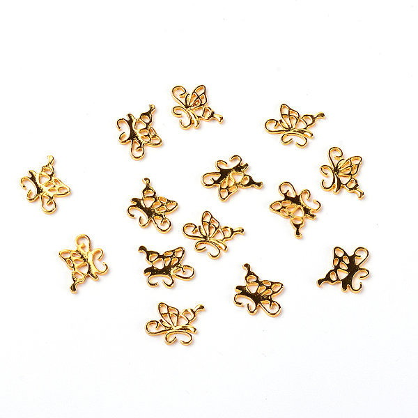 

PandaHall Alloy Open Back Bezel Cabochons, For DIY UV Resin, Epoxy Resin, Pressed Flower Jewelry, Butterfly, Golden, 14.5x13x1.5mm, Hole...