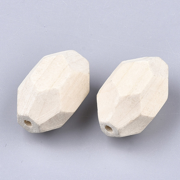 

PandaHall Unfinished Wood Beads, Natural Wooden Beads, Faceted, Oval, PapayaWhip, 32x18.5x20.5mm, Hole: 3mm Wood Oval Orange