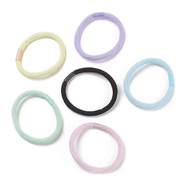 

PandaHall Nylon Elastic Hair Ties, Ponytail Holder, with Plastic Beads, Girls Hair Accessories, Mixed Color, 4.5~5mm, Inner Diameter: 42mm..., Multicolor
