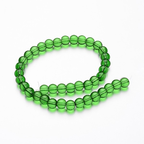 

PandaHall Glass Round Bead Strands, Green, 4mm, Hole: 1mm, about 75~80pcs/strand, 11 inch Glass Round Green