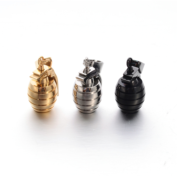 

PandaHall 304 Stainless Steel 3D Grenade Mini Pendants, Mixed Color, 23x12.5x11.5mm, Hole: 4.5x9mm 304 Stainless Steel Others