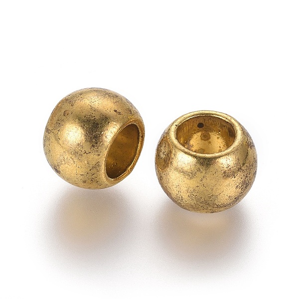 

PandaHall Large Hole Beads, Alloy European Beads, Lead Free and Cadmium Free, Round, Antique Golden, about 8.5mm long, 11.5mm wide, hole...