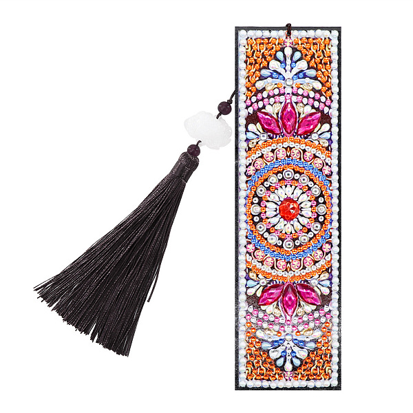 

PandaHall DIY Diamond Painting Kits For Bookmark Making, including Tassel, Resin Rhinestones, Diamond Sticky Pen, Tray Plate and Glue Clay...