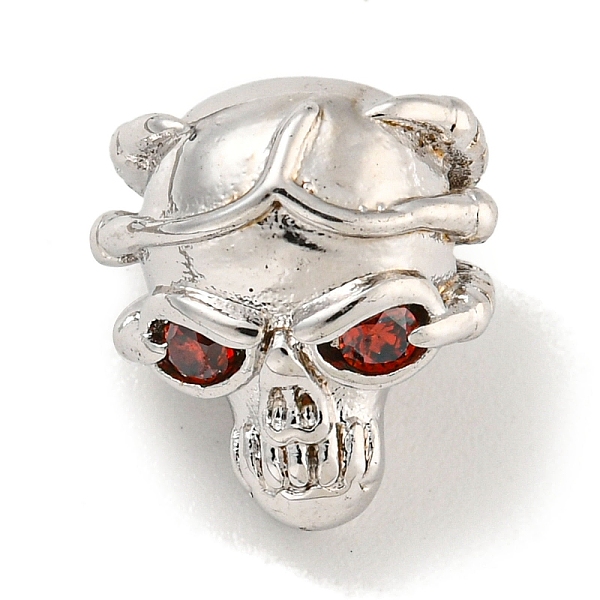 

PandaHall Brass Micro Pave Red Cubic Zirconia Beads, Skull, Platinum, 11.5x10x9mm, Hole: 2.6mm Brass+Cubic Zirconia Skull Red